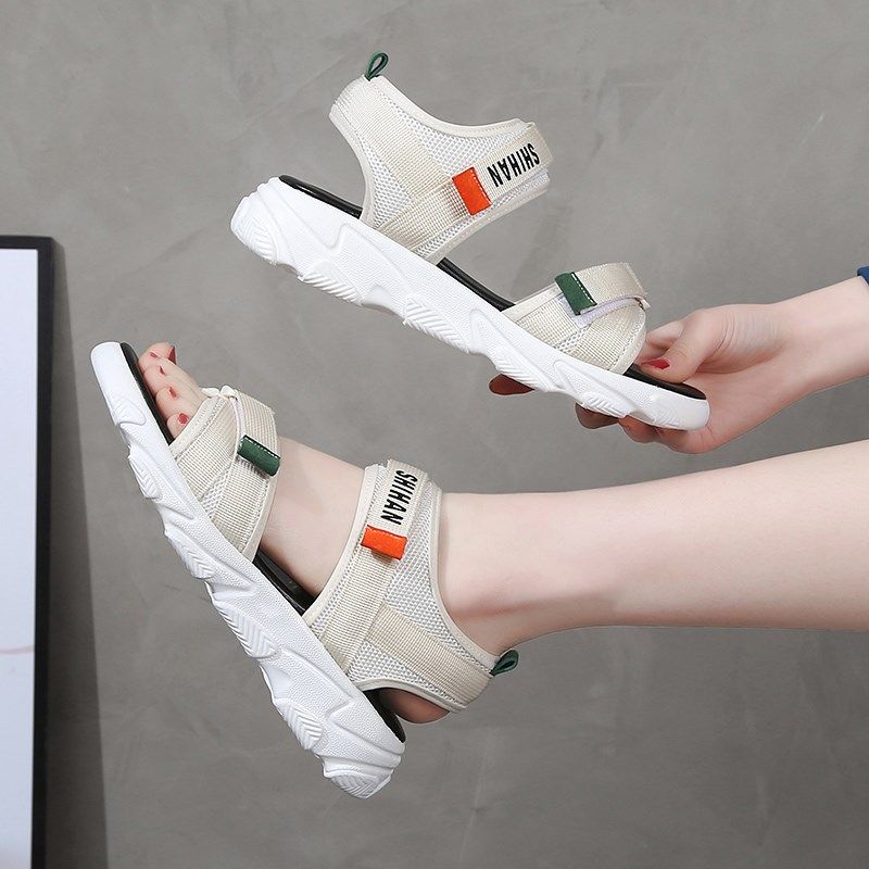 运动凉鞋女夏2025新款平底防滑学生百搭中跟沙滩鞋S脚宽大码41-43,女鞋,沙滩鞋,淘宝优惠券,粉丝福利购,淘宝优惠卷