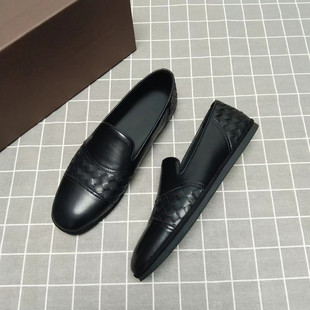 2023豆豆鞋男夏季新款一脚蹬编织男鞋懒人休闲潮X流套脚驾车鞋