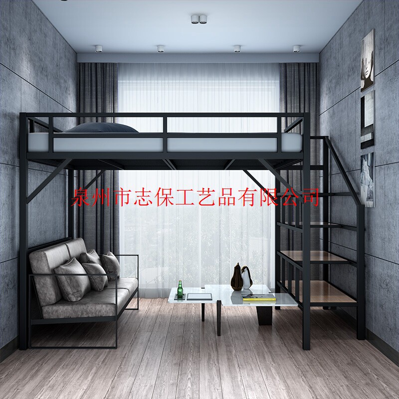 双人铁艺上层单人铁架楼阁式高低C复式高架现代简约床板金属北京