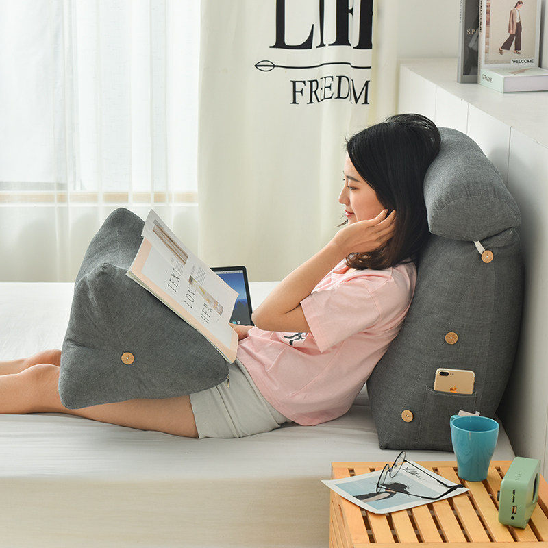 日式水洗棉床头板靠垫软包护y腰床上靠枕三角沙发大靠背垫可拆洗,居家布艺,床头靠垫,淘宝优惠券,粉丝福利购,淘宝优惠卷