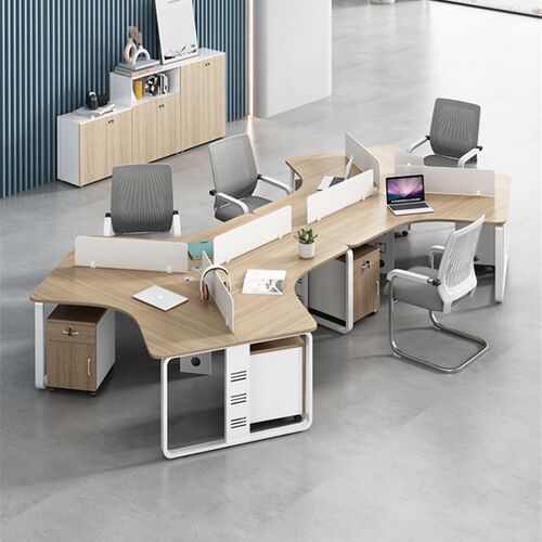 简约新款现代职员桌5人位办公桌办E公屏风隔断卡位员工桌椅柜组合