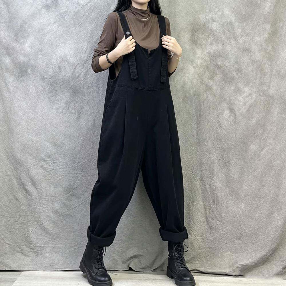 新品复古工装背带裤2026秋季新款女装大码休闲哈伦裤女时尚减龄吊
