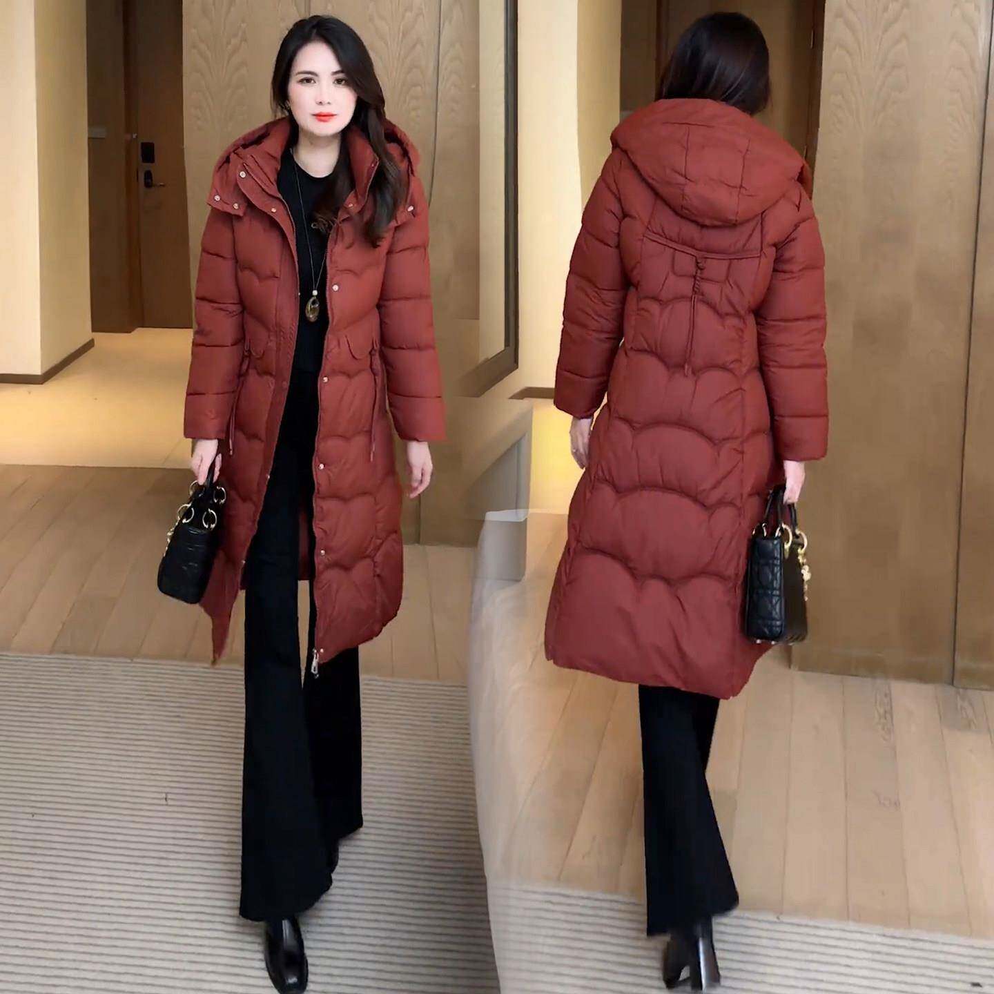 新品时尚羽绒棉服女2026冬季新款洋气连帽修身显瘦中长款保暖棉袄