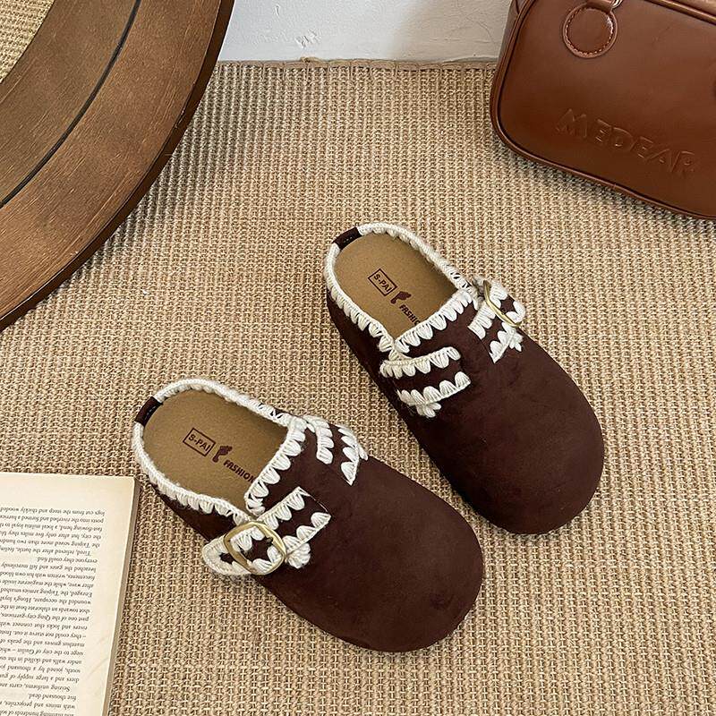 新品爆款厚底内增高包头半拖鞋女外穿2026秋季新款配裙子复古勃肯