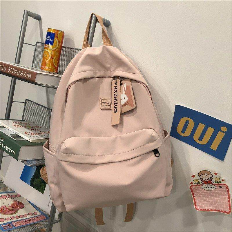新品ins风书包女韩版高中大学生小清新日系简约纯色少女背包女双