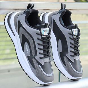 新品春季跑步男鞋男款网面网鞋防臭透气休闲鞋子百搭男士运动老爹