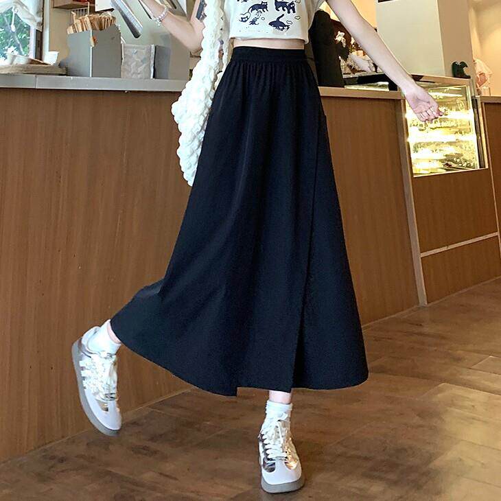 新品假两件半身裙裤女大码宽松山本皱胖mm梨形身材显瘦大码中长a