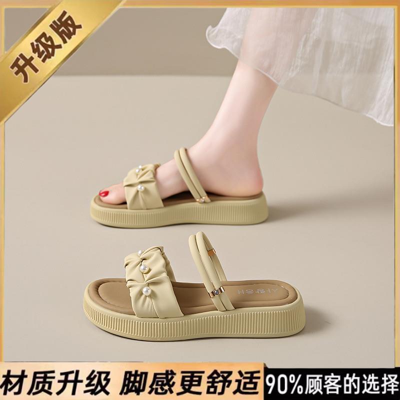 新品仙女风两穿凉鞋女夏季外穿配裙子孕妇半拖34码精致一字沙滩凉