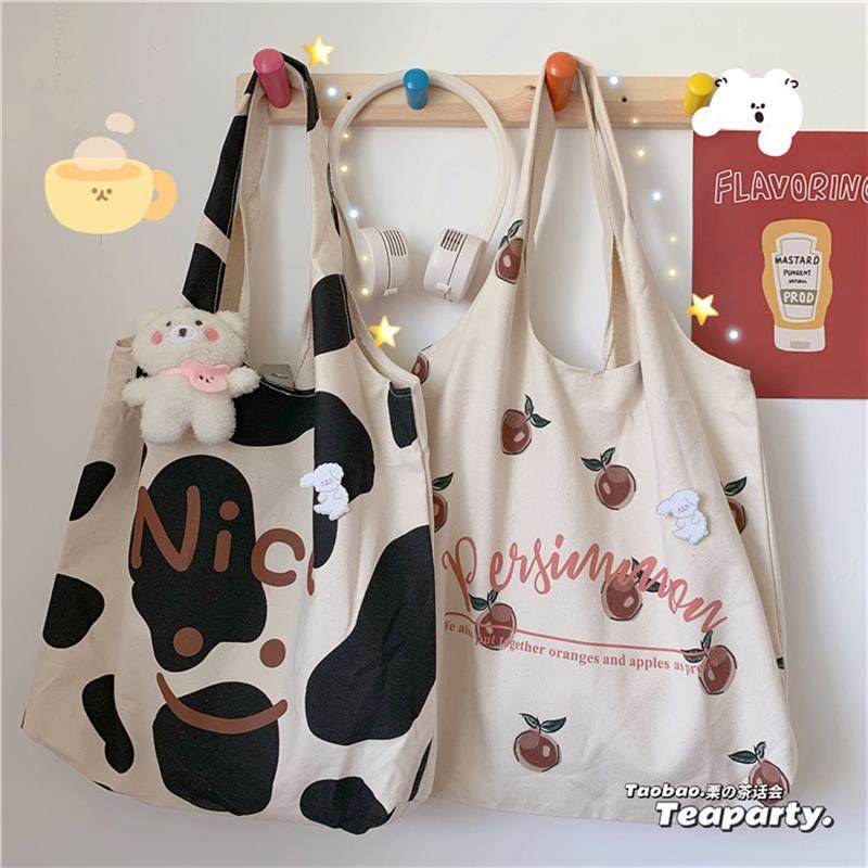 新品韩国chic夏天软妹少女帆布包 日系学院风ins单肩包袋大容量购