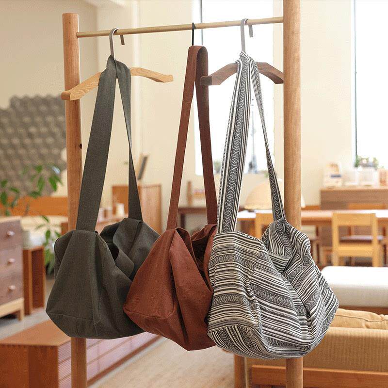 新品庸庸棉麻大容量包包上班托特包帆布包慵懒宽肩带单肩斜挎手提