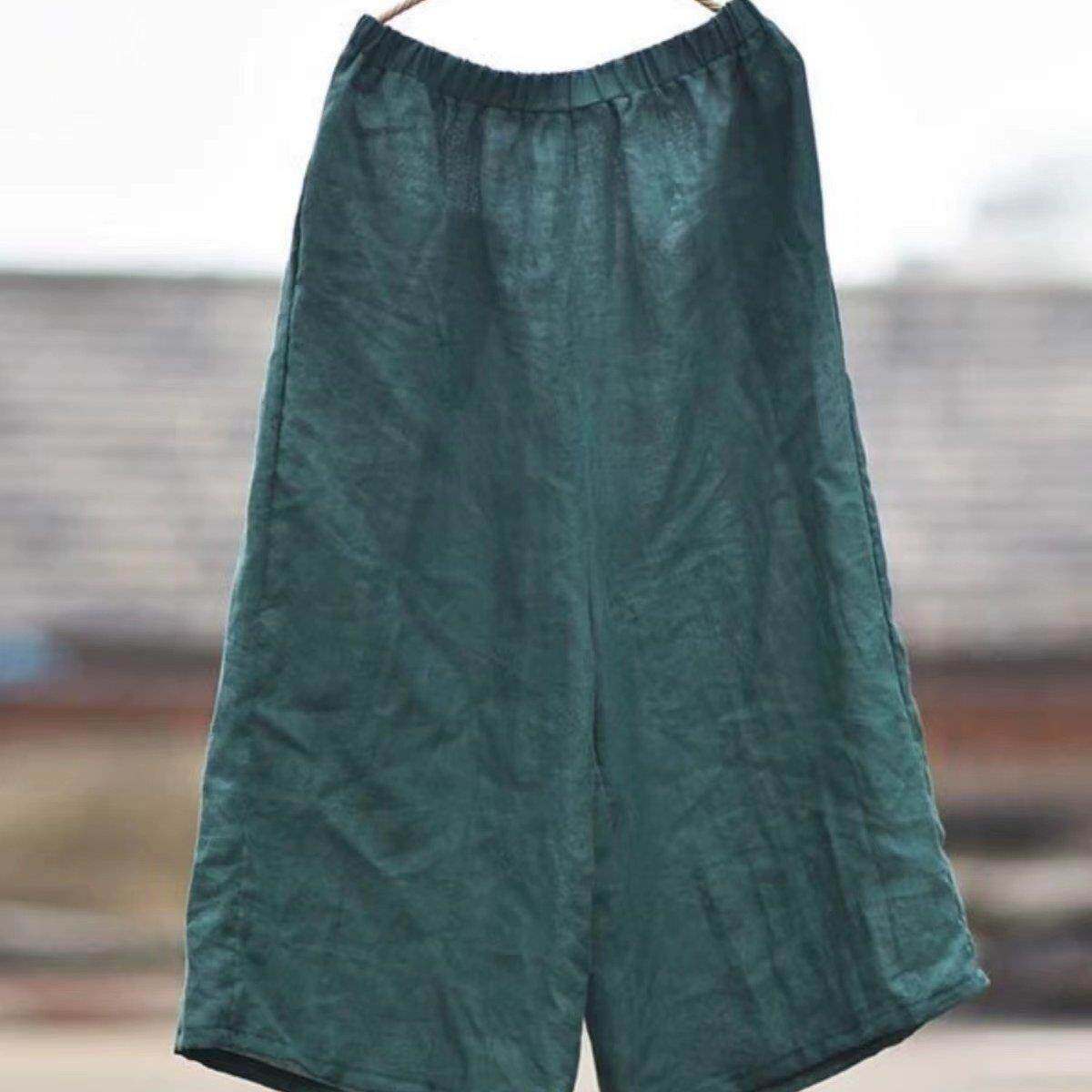 新品2026女式新款棉麻七分裤子中式复古纯色日常外穿宽松休闲阔腿