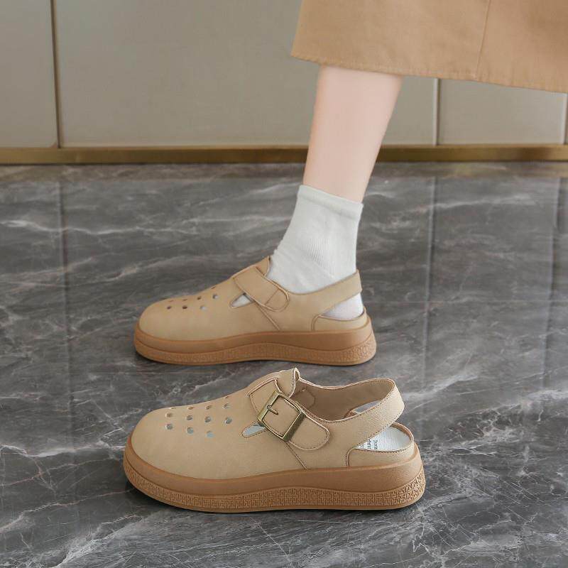新品踩屎感包头凉鞋女夏季