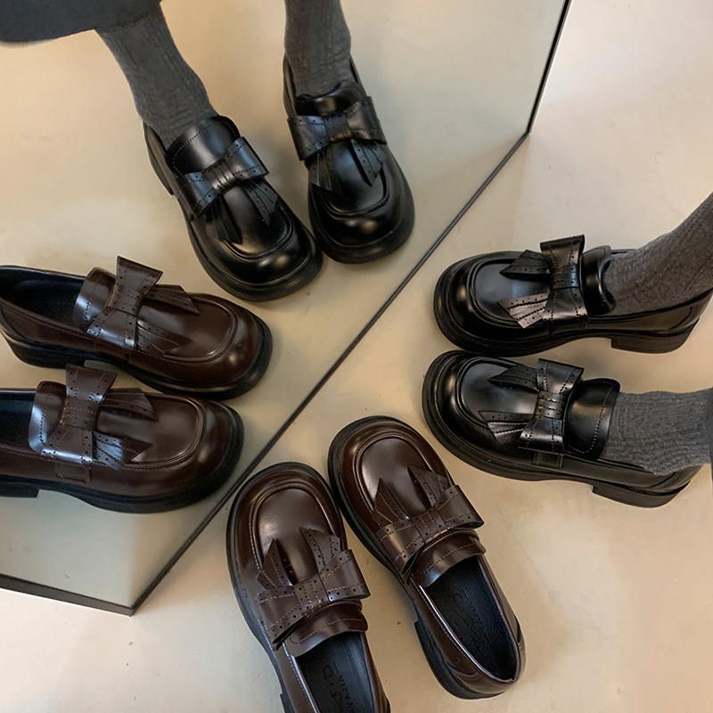 新品厚底玛丽珍小皮鞋女2026春季新款百搭配裙子蝴蝶结圆头日系jk