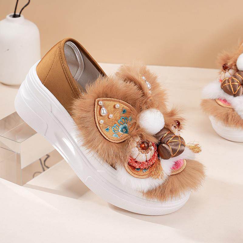 新品2026春季新款虎头鞋女