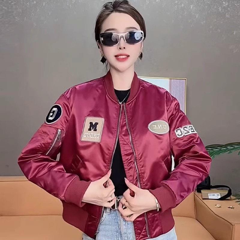 新品2026新款美式刺绣短款棒球服外套女春秋季小个子女士飞行夹克