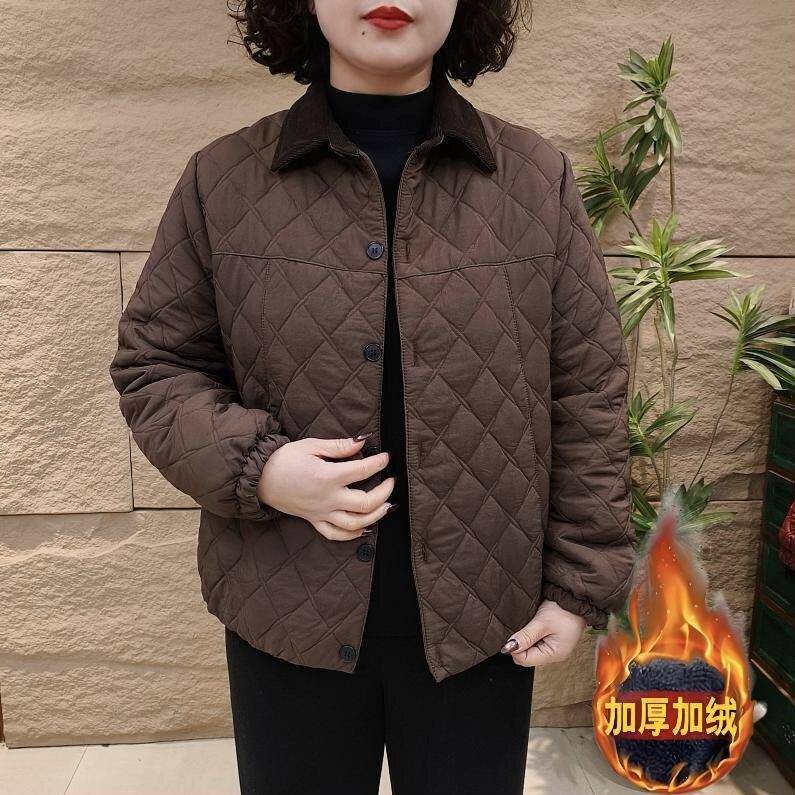 新品小个子妈妈轻便小棉袄加绒加厚棉服中老年女装冬装外套短款棉
