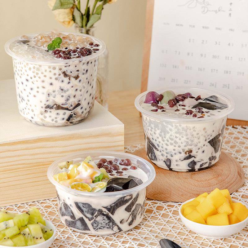 新品一次性水果捞盒子烧仙草杯子酸奶芋圆外卖甜品冰粉打包碗商用