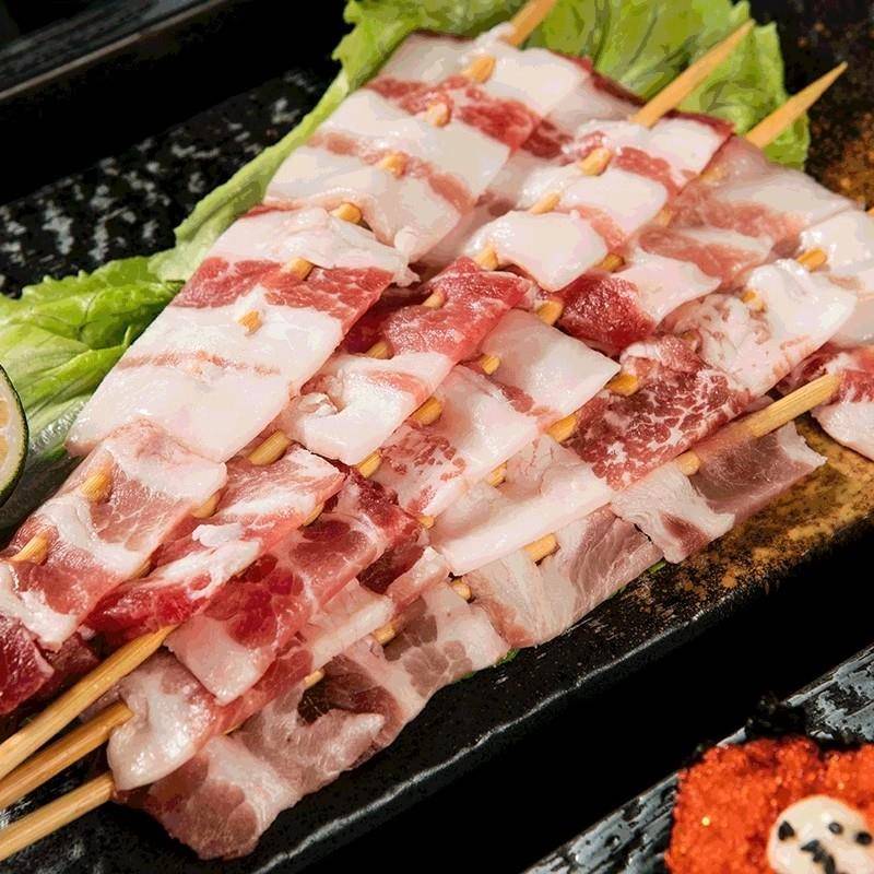 新品五花肉串20支烧烤串新鲜夜市小吃半成品腌制串串商用猪肉
