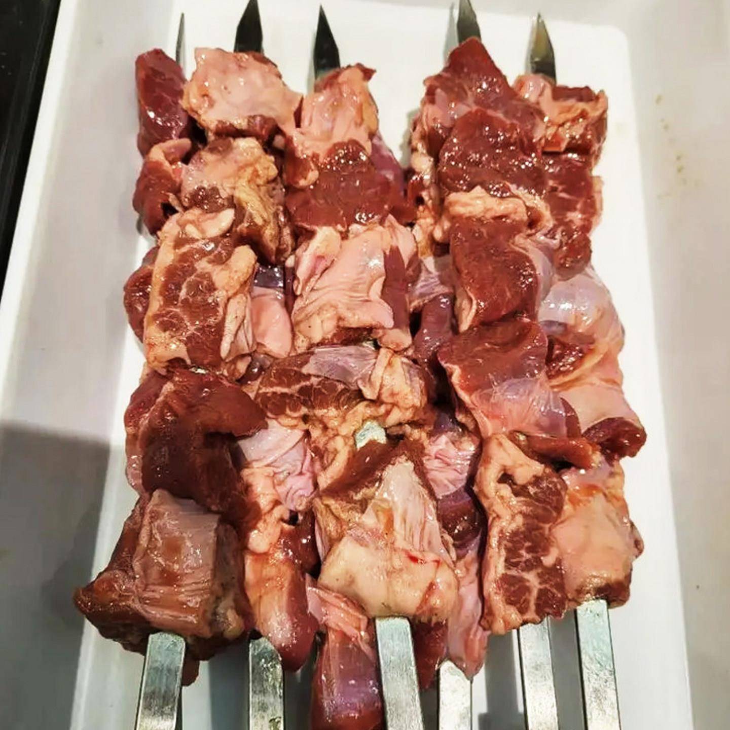 新品东北大油边猪肉串新鲜手柄钢签商用半成品烤肉油筋肉烧烤食材
