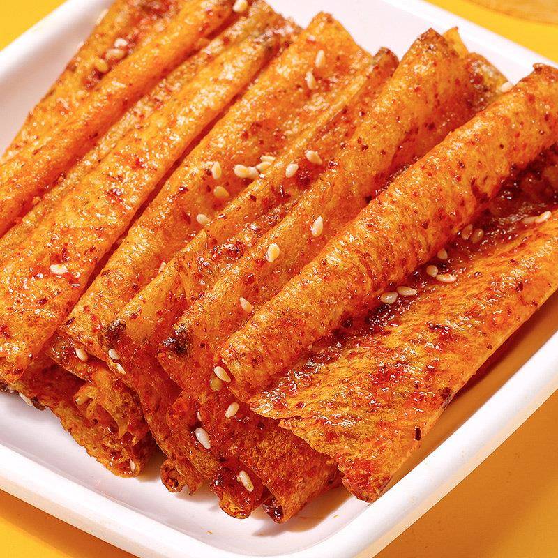 湖南特产手撕豆皮卷香辣辣条辣片追剧解馋小零食童年回忆经典小吃