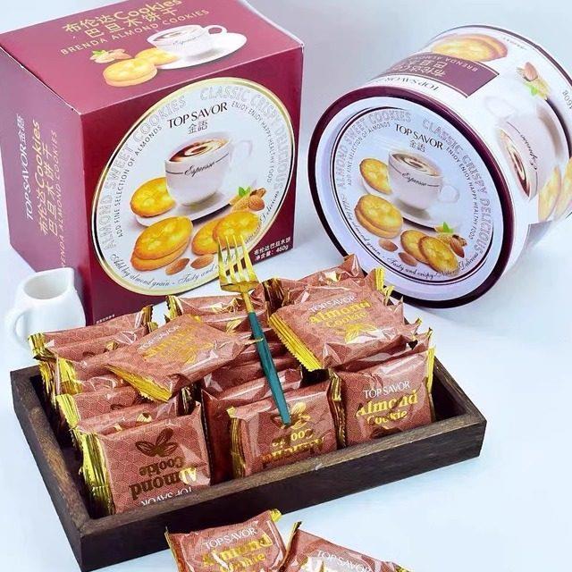 澳门品牌Topsavor金宇新娘脆饼干坚果脆饼干办公室零食罐头
