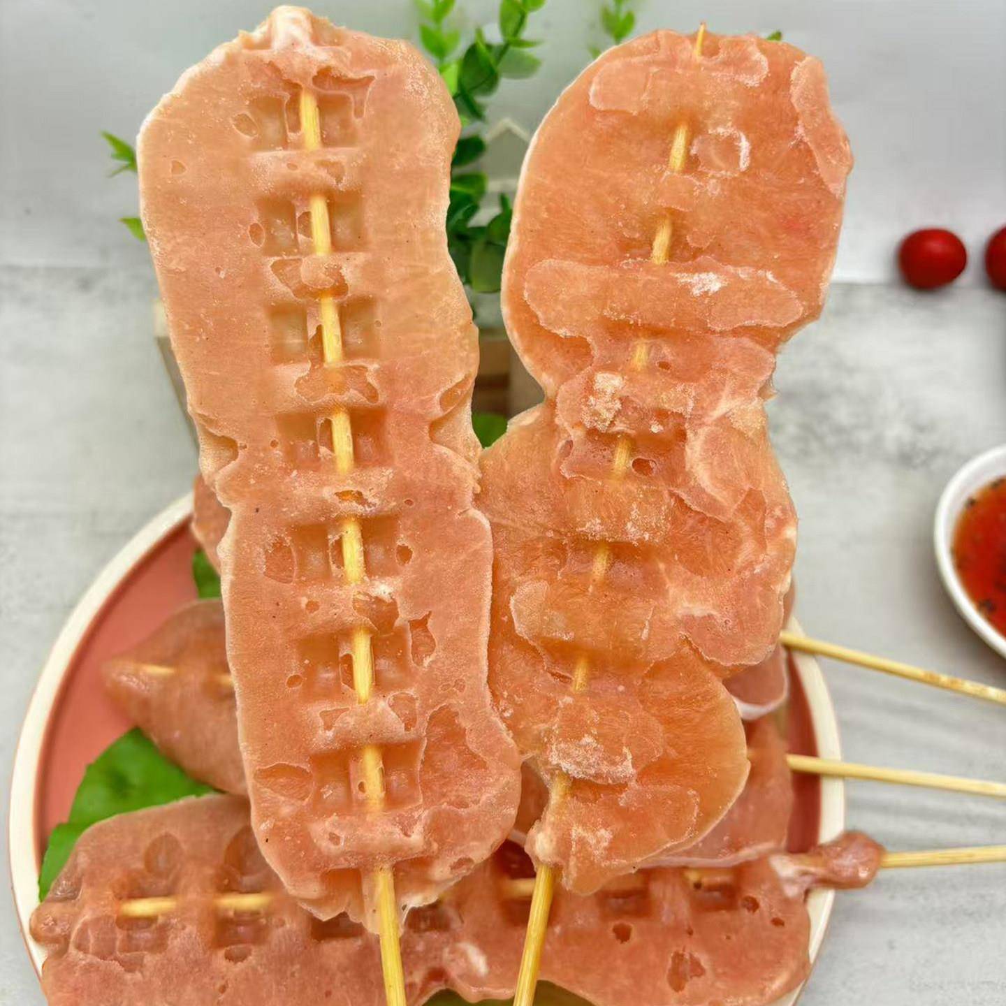 新品猪里脊肉串商用半成品大串手抓饼配菜麻辣烫烧烤食材鸡柳肉片