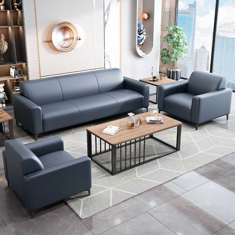 办公沙发现代简约会客接待三人位小户型办公室商务猫抓皮茶几组合