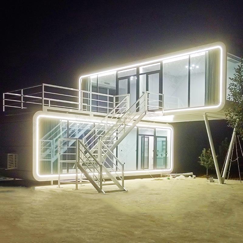 双层结构苹果舱民宿可移动航空铝板苹果仓新型移动咖啡屋书吧