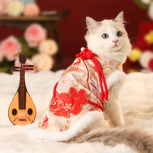 猫咪衣服新年秋冬款喜庆棉服中式