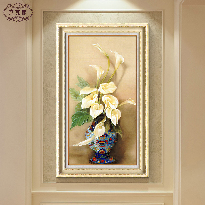 欧式壁画玄关覆古装饰画进户门A走廊过道竖版门口挂画现代简约客
