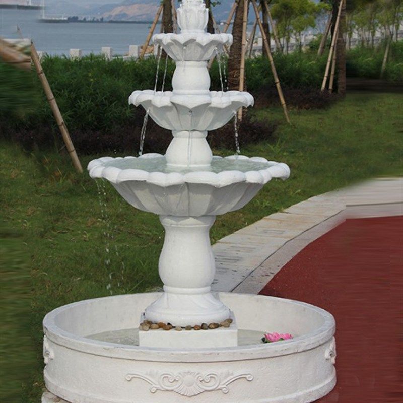 欧式三层婚庆流水喷泉装饰 庭院阳台鱼池 园林水景雕Y塑大型摆件