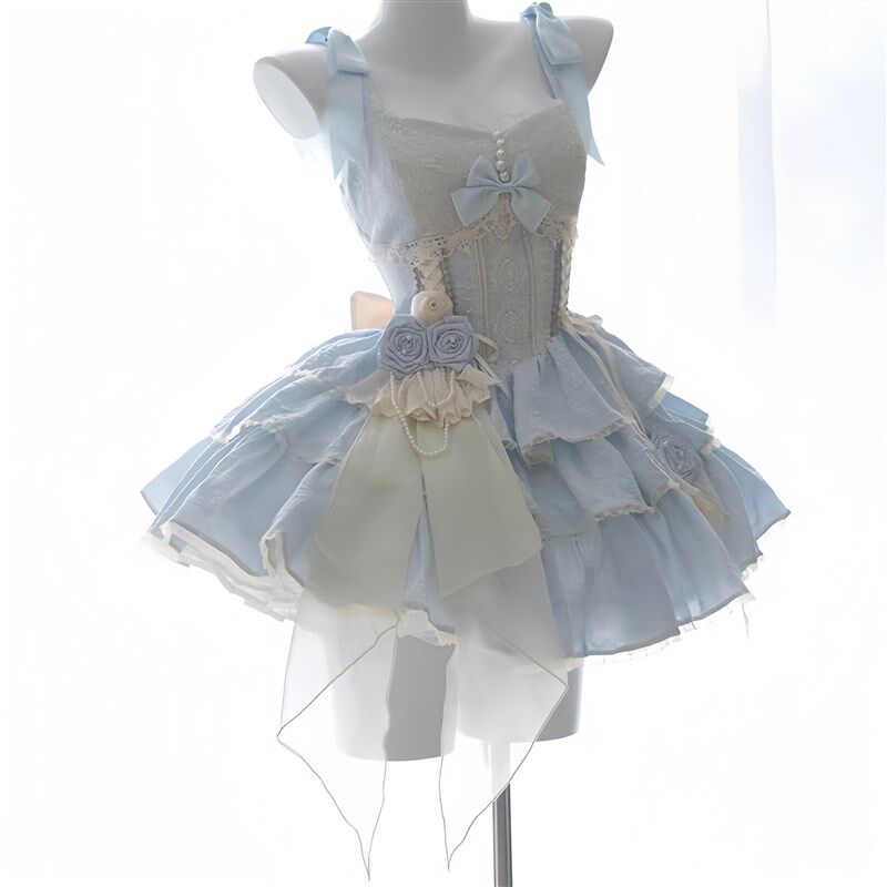 雾野告白jsk 芭蕾狗p短lolita蓬蓬裙洋装可爱蓝色公主生日成人礼