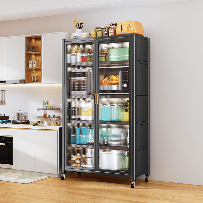 厨房餐边柜储物柜落地多层靠墙一体带门置物架小家电电器收纳柜