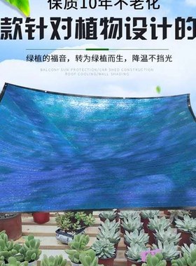 蓝色平针遮阳网防晒网加密遮荫游泳池幼儿园高端隔热彩色多肉阳台