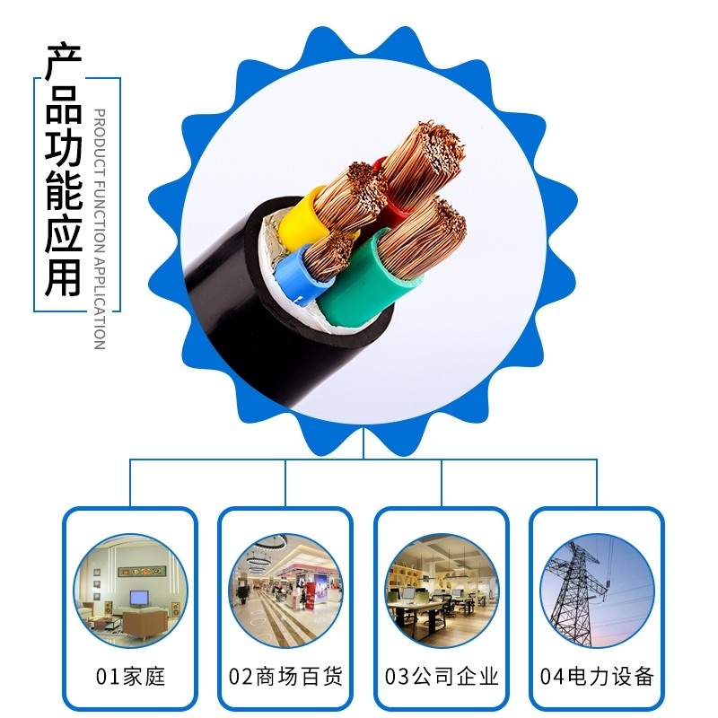 三相四线铜芯电缆线3 4 5芯25 35 50 70平方护套线国标户外电线