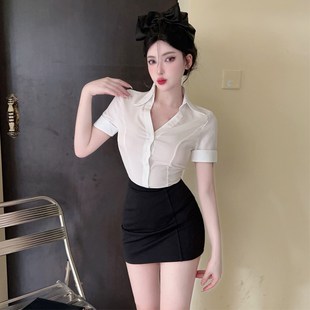 ol白衬衫包臀裙成熟御姐女装套装职业制服工作服性感秘书擦边文秘