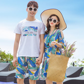 连衣裙父子家庭套装 沙滩亲子装 大码 海边度假一家三口母女装 潮 夏装