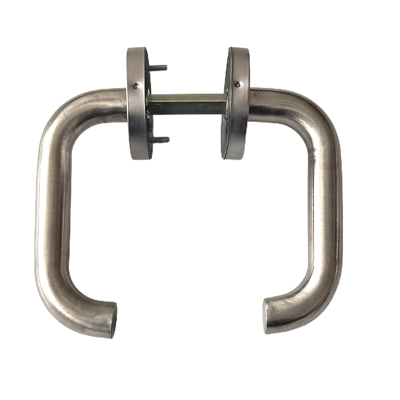 不锈钢圆管防火门A2把手 消防通道门逃生门锁拉手 防火锁弯管执手