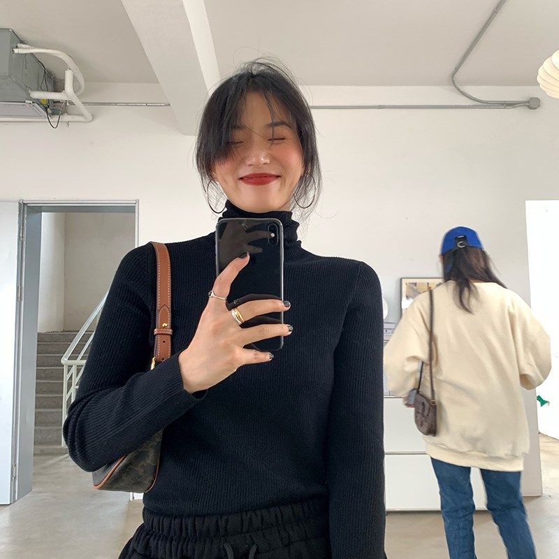 落落狷介针织上衣长袖高领打底衫女2024新款短款毛衣套头修身显瘦,女装/女士精品,毛针织衫,淘宝优惠券,粉丝福利购,淘宝优惠卷