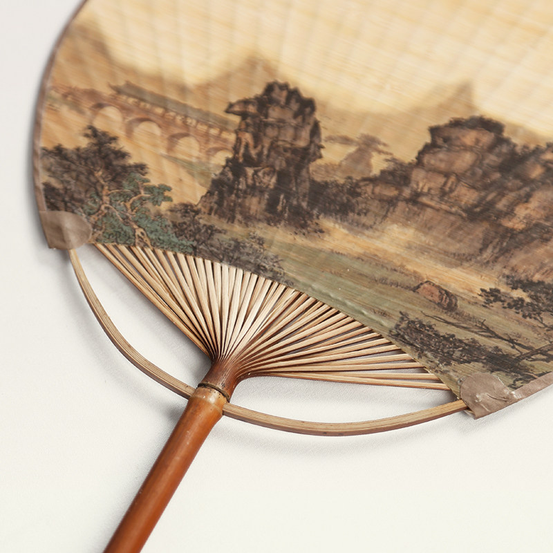 手工文艺蒲扇夏季圆扇子日式空白纸扇古典长柄流苏汉服古风竹团扇