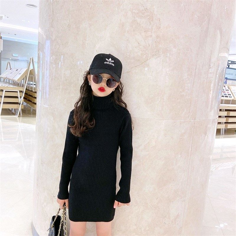 女童毛衣中长款套头洋气修身中大童针织衫紧身弹力2020新款加厚潮