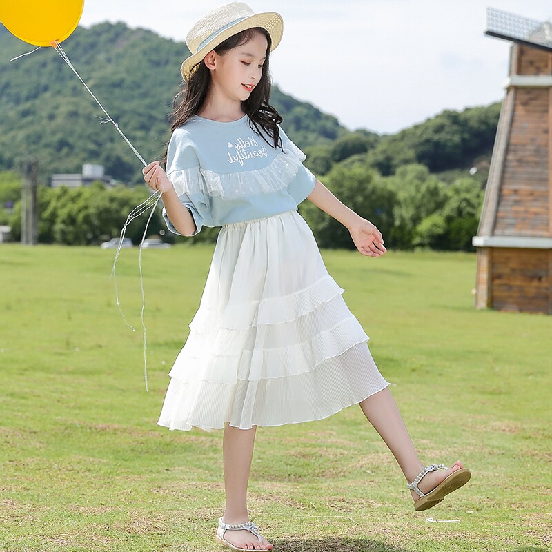 女童连衣裙夏装2021新款儿童装洋气套装裙夏季12岁女孩中大童裙子