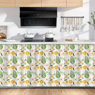 橱柜遮挡帘厨房柜子防水防油防尘遮挡布帘子滑轨式免打孔遮丑帘子