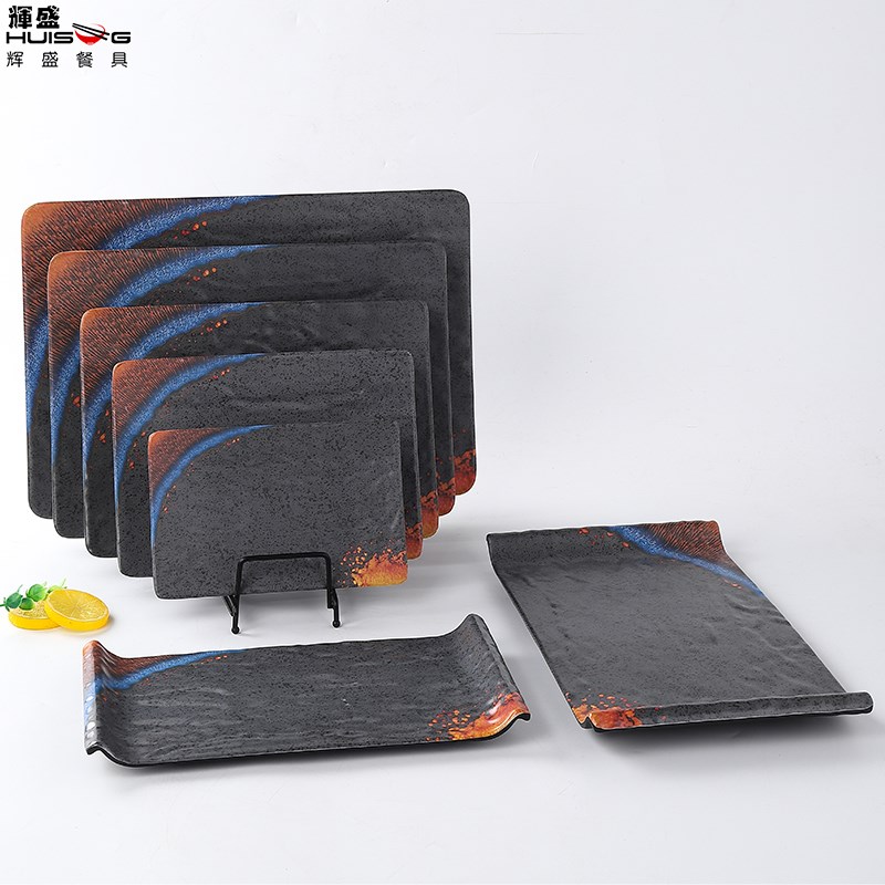 创意密胺盘子平板菜盘仿瓷商用烤肉店专用烧烤盘火锅店牛肉盘餐具