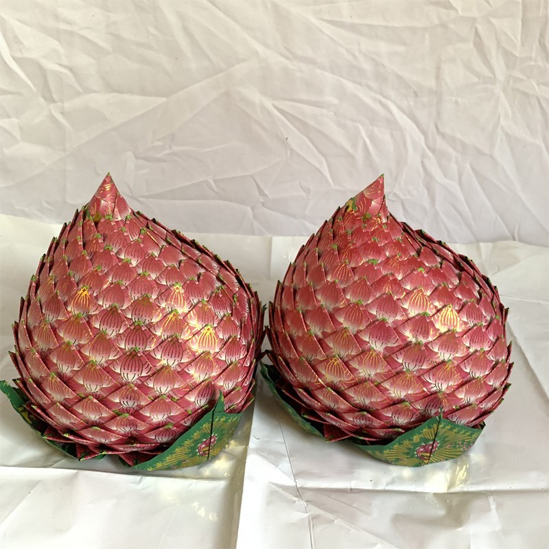 彩色印刷纸折叠特色手工艺品折纸品粉色桃子文化用品蓮花图案1个