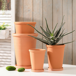 平面瘦高厚边红陶花盆陶土透气大号瓷器君子兰月季文竹绿植鲜花盆