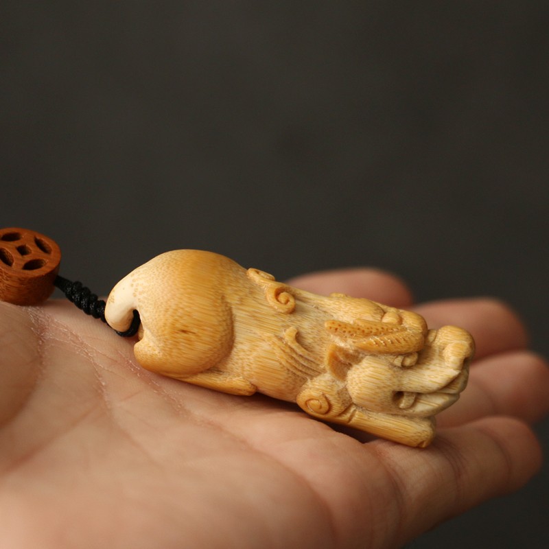 精品纯手工雕刻实心竹手把件竹雕貔貅小挂件竹根雕小挂坠送礼收藏