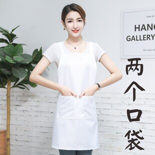 白色防水滑料不沾发围裙美发店发廊专用剪头发理发师工作服印字图