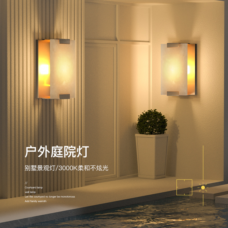 户外壁灯仿云石别墅大门壁灯庭院院墙门楼氛围灯新中式景观门柱灯