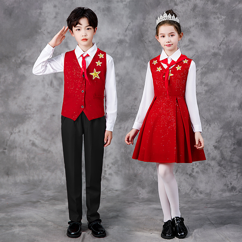 儿童合唱服中小学生红领巾元旦演出礼服舞蹈服演讲诗歌朗诵表演服